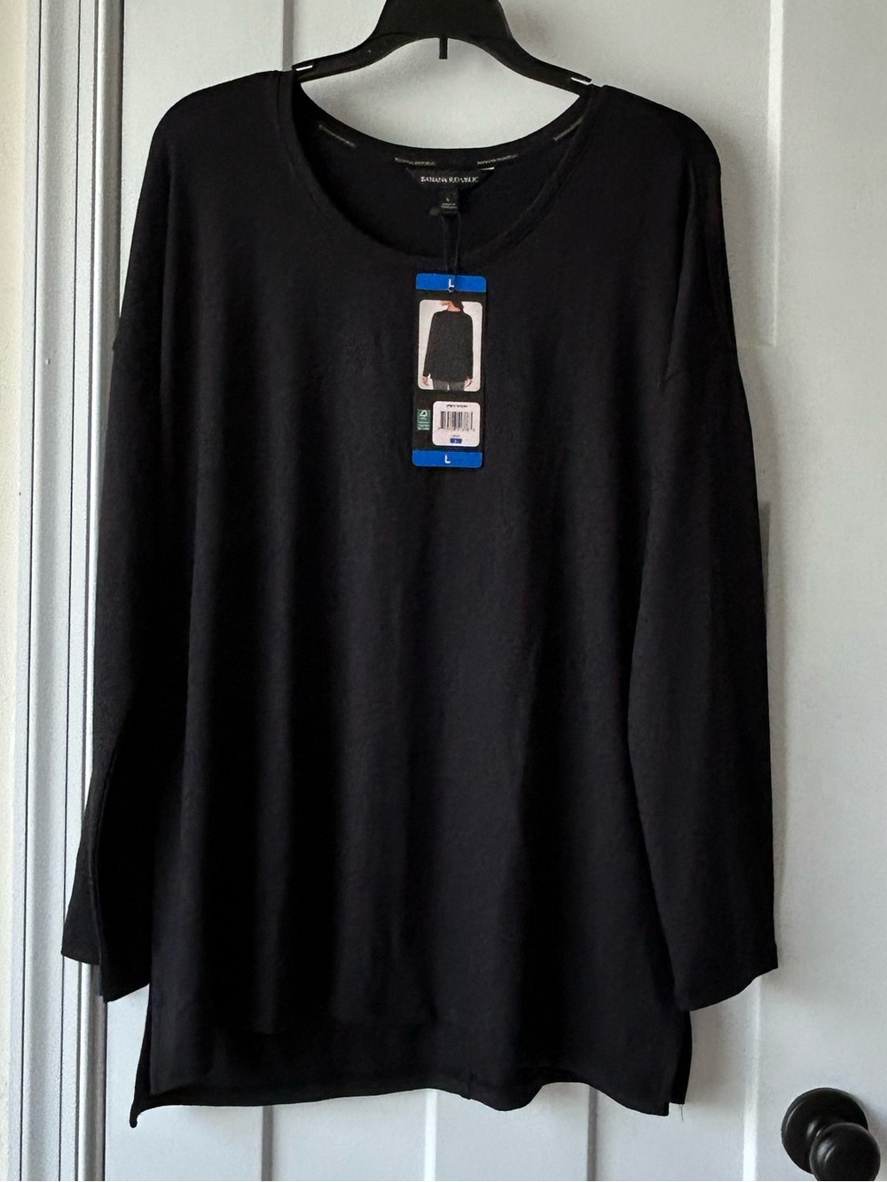 NWT - Banana Republic Black Loose Fit Long Sleeve Tunic Top Size L